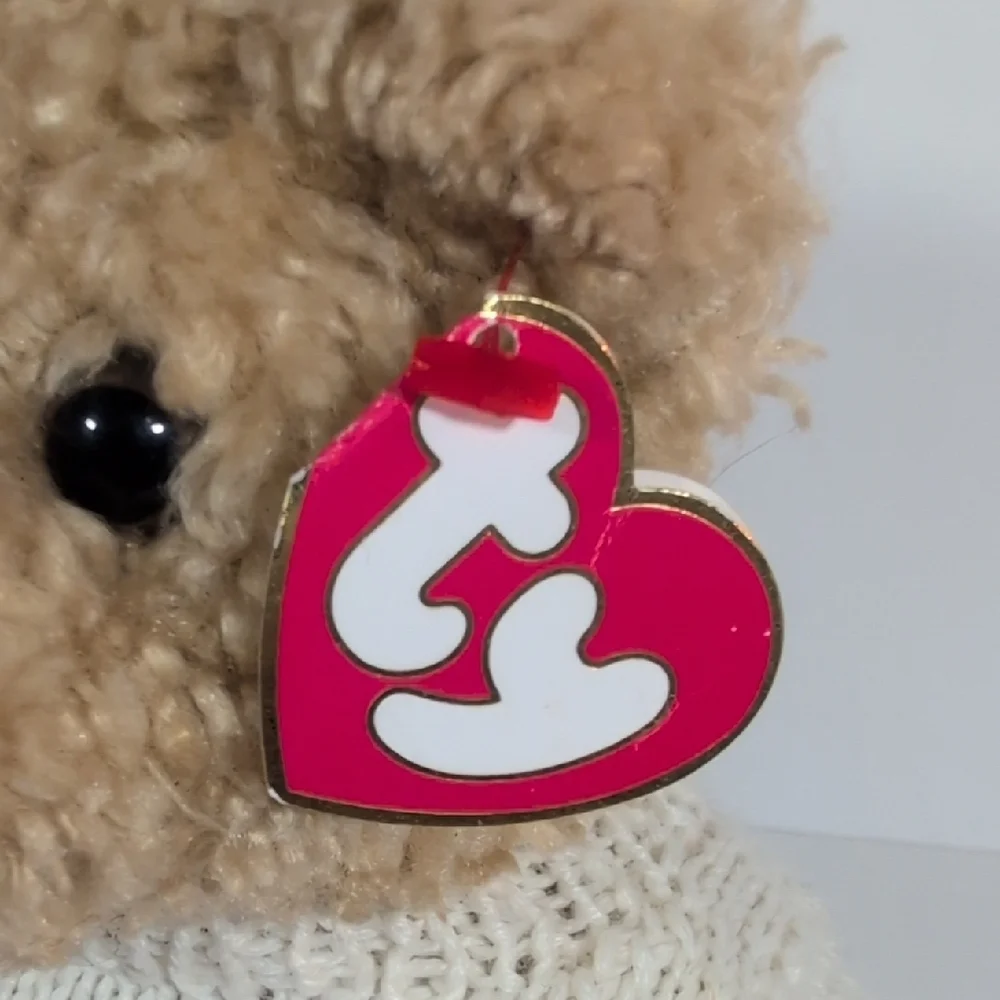 Ty Vintage Baby Curly Bear with Sweater 1992